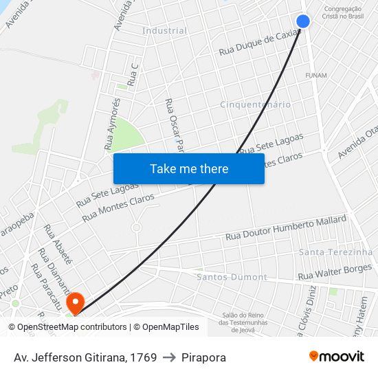 Av. Jefferson Gitirana, 1769 to Pirapora map