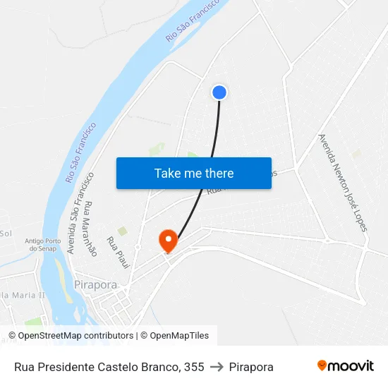 Rua Presidente Castelo Branco, 355 to Pirapora map