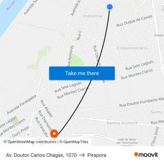 Av. Doutor Carlos Chagas, 1070 to Pirapora map