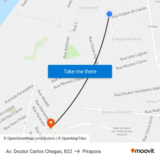 Av. Doutor Carlos Chagas, 822 to Pirapora map