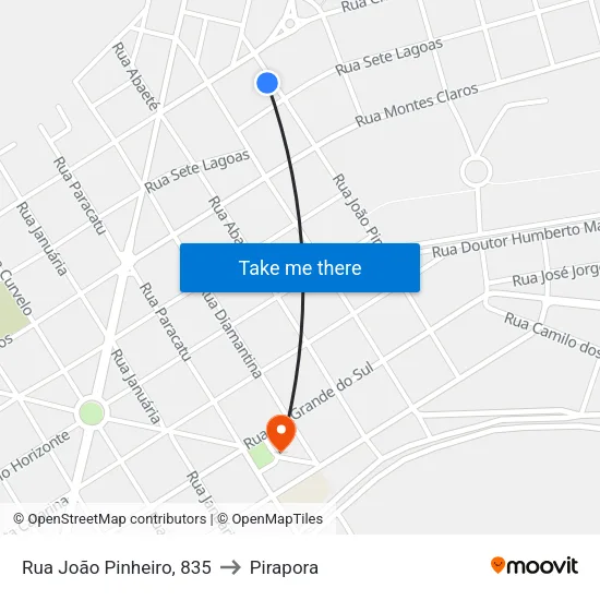 Rua João Pinheiro, 835 to Pirapora map