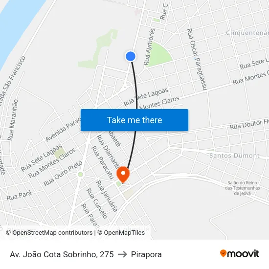 Av. João Cota Sobrinho, 275 to Pirapora map