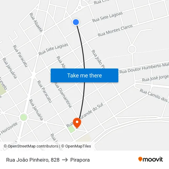 Rua João Pinheiro, 828 to Pirapora map