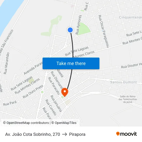 Av. João Cota Sobrinho, 270 to Pirapora map