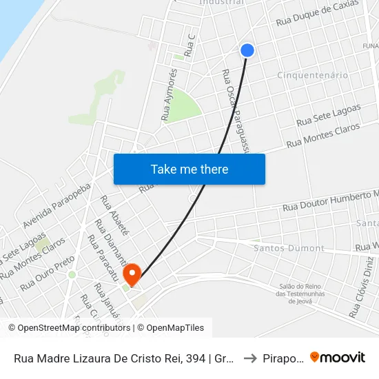 Rua Madre Lizaura De Cristo Rei, 394 | Gremil to Pirapora map