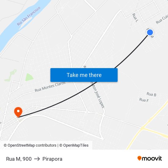 Rua M, 900 to Pirapora map