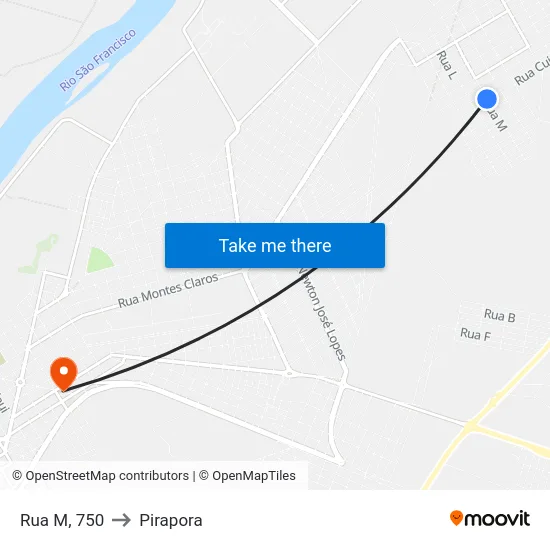 Rua M, 750 to Pirapora map
