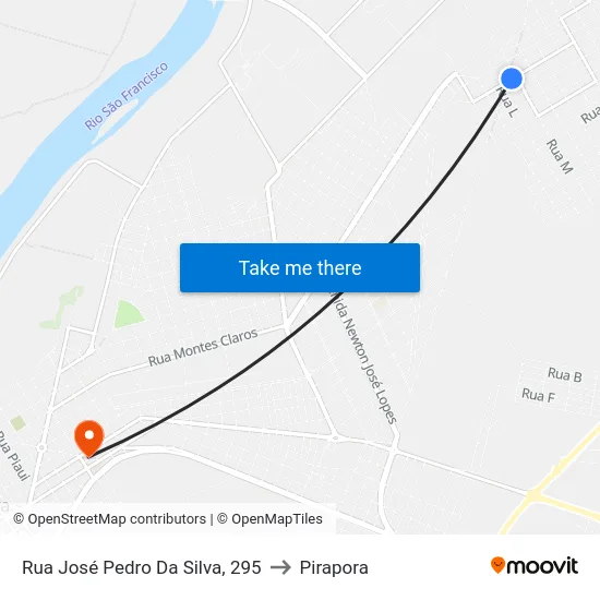Rua José Pedro Da Silva, 295 to Pirapora map
