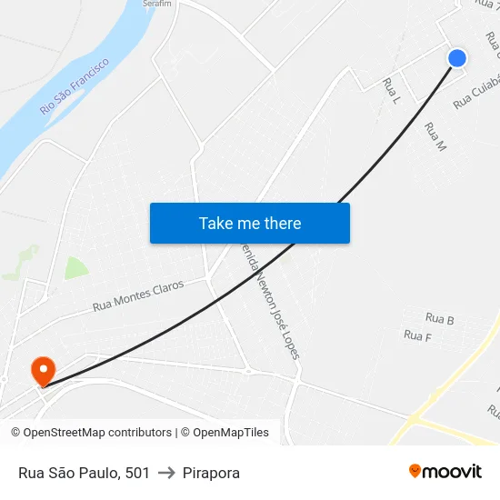Rua São Paulo, 501 to Pirapora map