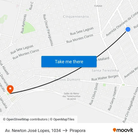 Av. Newton José Lopes, 1034 to Pirapora map