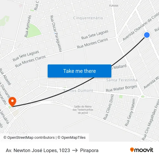 Av. Newton José Lopes, 1023 to Pirapora map