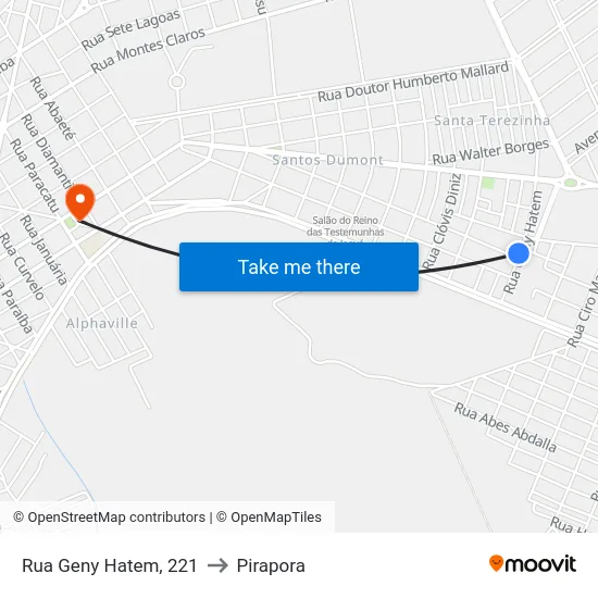 Rua Geny Hatem, 221 to Pirapora map