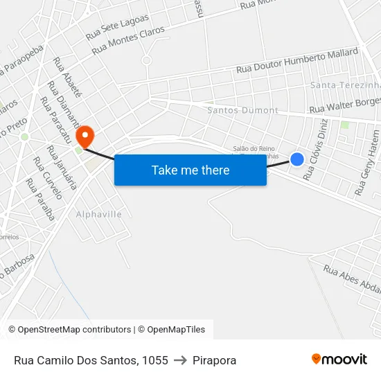 Rua Camilo Dos Santos, 1055 to Pirapora map
