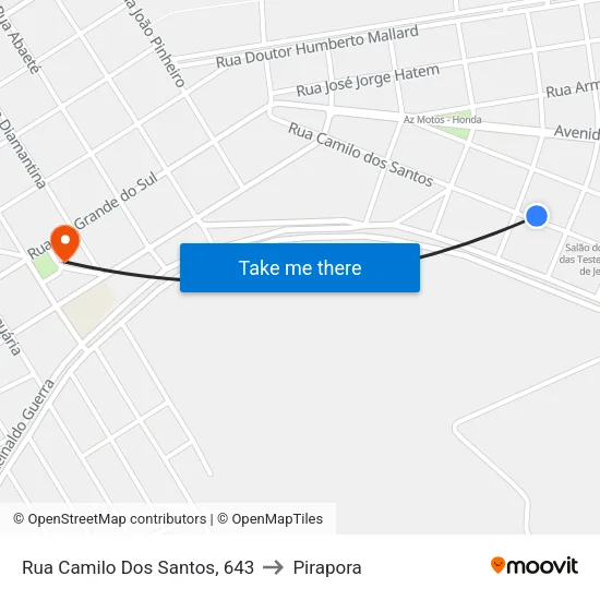 Rua Camilo Dos Santos, 643 to Pirapora map