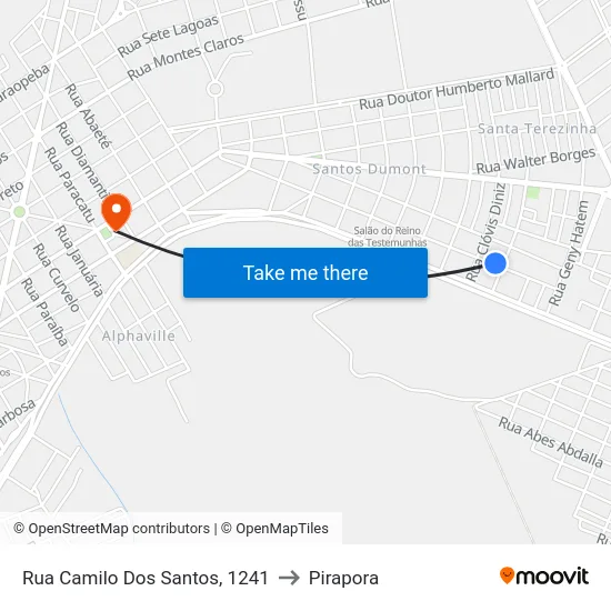 Rua Camilo Dos Santos, 1241 to Pirapora map