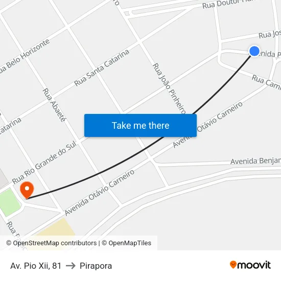 Av. Pio Xii, 81 to Pirapora map