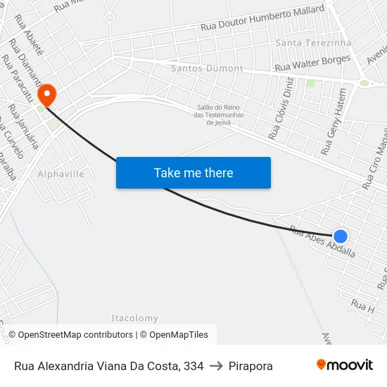 Rua Alexandria Viana Da Costa, 334 to Pirapora map