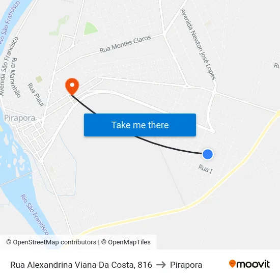 Rua Alexandrina Viana Da Costa, 816 to Pirapora map