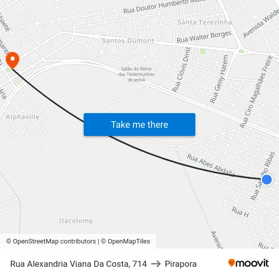 Rua Alexandria Viana Da Costa, 714 to Pirapora map