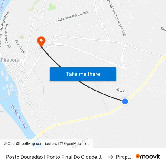 Posto Douradão | Ponto Final Do Cidade Jardim to Pirapora map