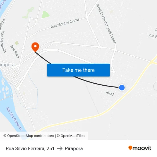 Rua Sílvio Ferreira, 251 to Pirapora map