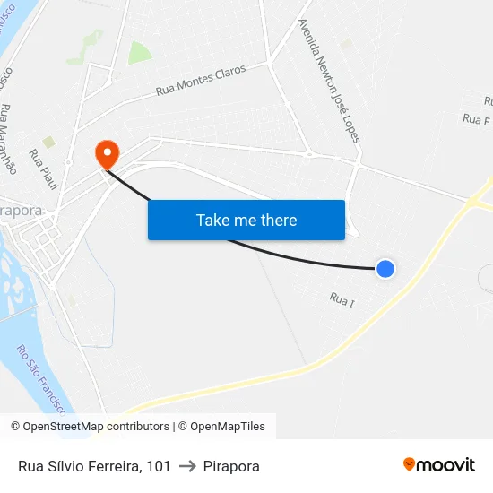 Rua Sílvio Ferreira, 101 to Pirapora map