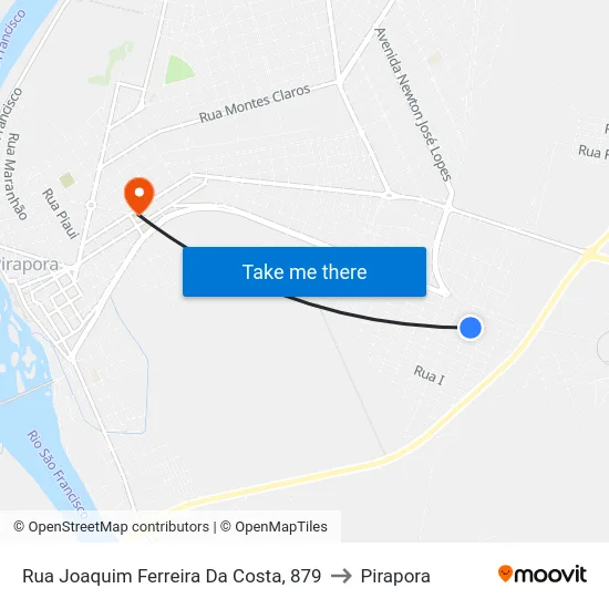 Rua Joaquim Ferreira Da Costa, 879 to Pirapora map