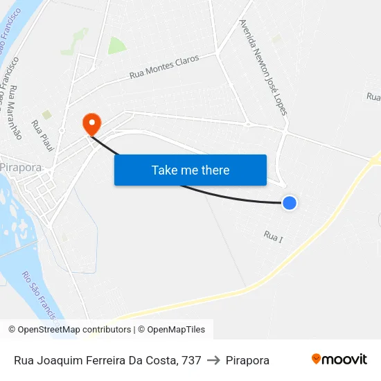 Rua Joaquim Ferreira Da Costa, 737 to Pirapora map