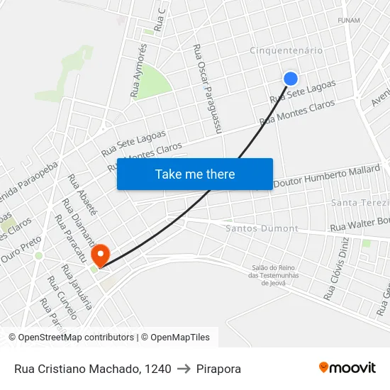 Rua Cristiano Machado, 1240 to Pirapora map