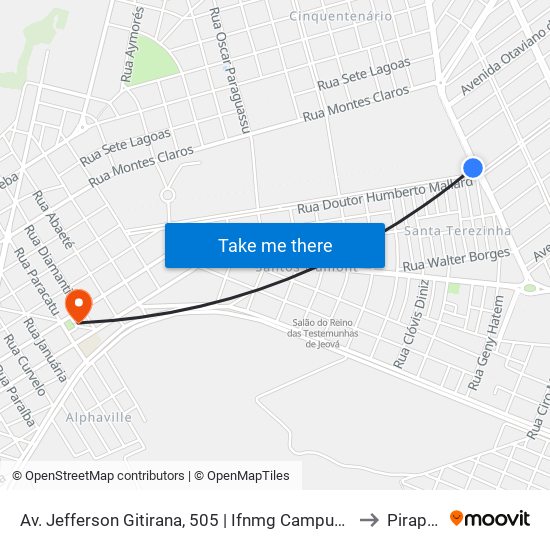 Av. Jefferson Gitirana, 505 | Ifnmg Campus Pirapora to Pirapora map
