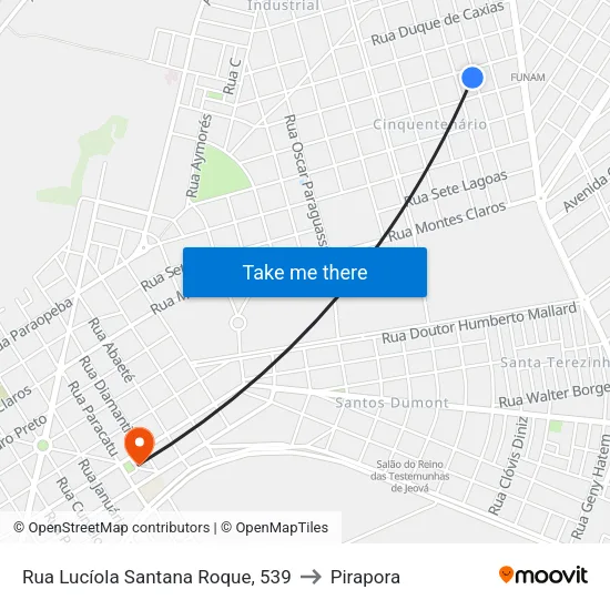 Rua Lucíola Santana Roque, 539 to Pirapora map