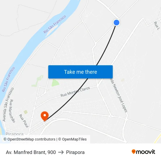 Av. Manfred Brant, 900 to Pirapora map