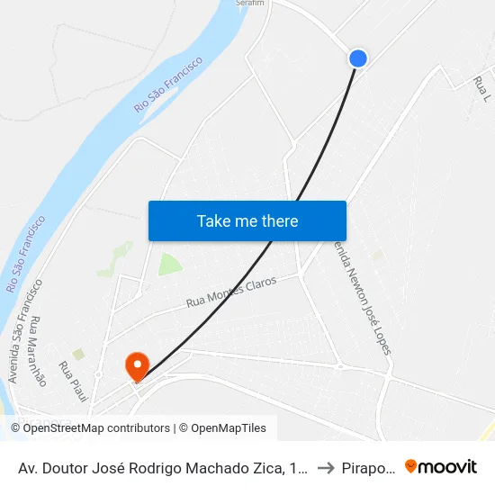 Av. Doutor José Rodrigo Machado Zica, 126 to Pirapora map