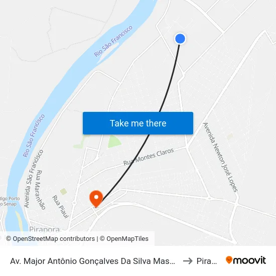 Av. Major Antônio Gonçalves Da Silva Mascarenhas, 347 to Pirapora map