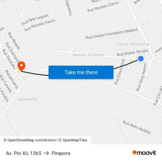 Av. Pio Xii, 1365 to Pirapora map