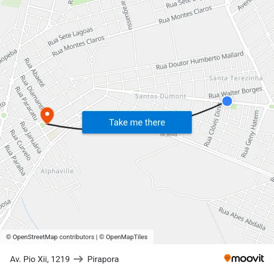 Av. Pio Xii, 1219 to Pirapora map