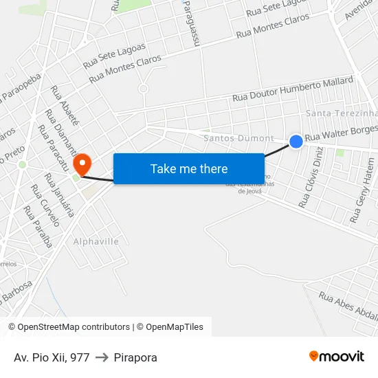 Av. Pio Xii, 977 to Pirapora map