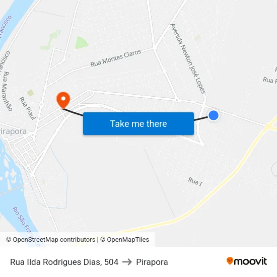 Rua Maria Ribeiro De Souza, 561 to Pirapora map