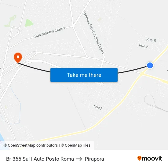 Br-365 Sul | Auto Posto Roma to Pirapora map