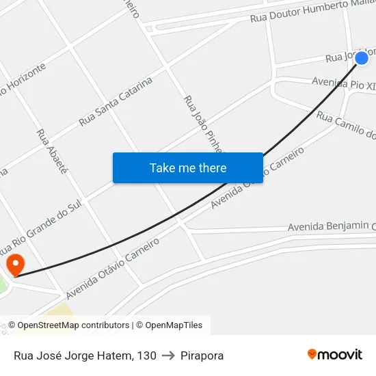 Rua José Jorge Hatem, 130 to Pirapora map