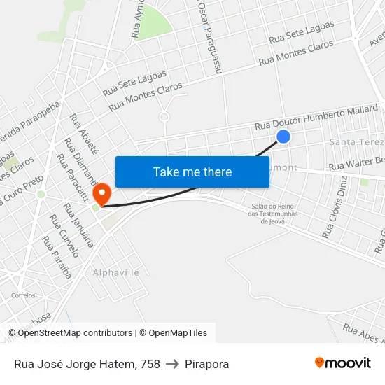 Rua José Jorge Hatem, 758 to Pirapora map