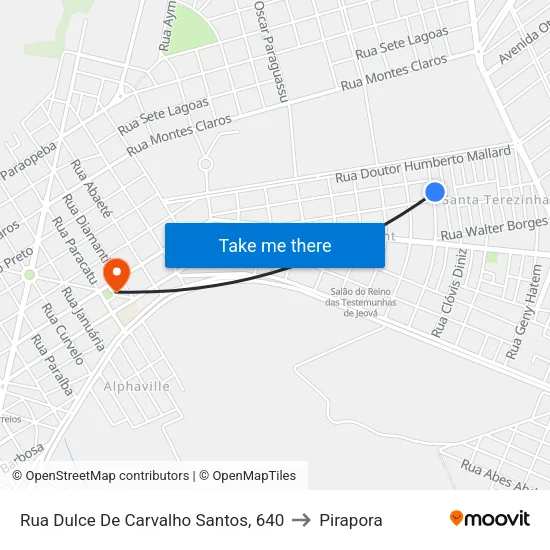 Rua Dulce De Carvalho Santos, 640 to Pirapora map