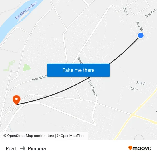 Rua L to Pirapora map