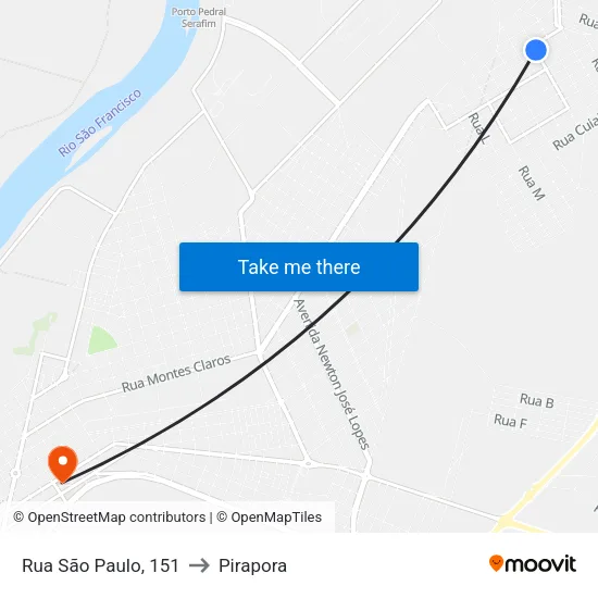 Rua São Paulo, 151 to Pirapora map