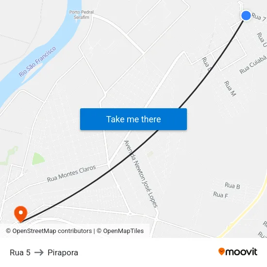 Rua 5 to Pirapora map