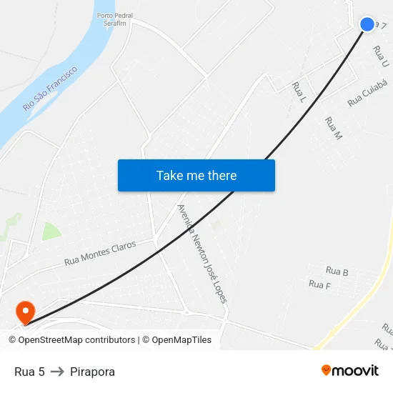 Rua 5 to Pirapora map