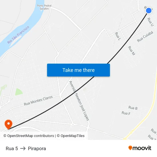 Rua 5 to Pirapora map