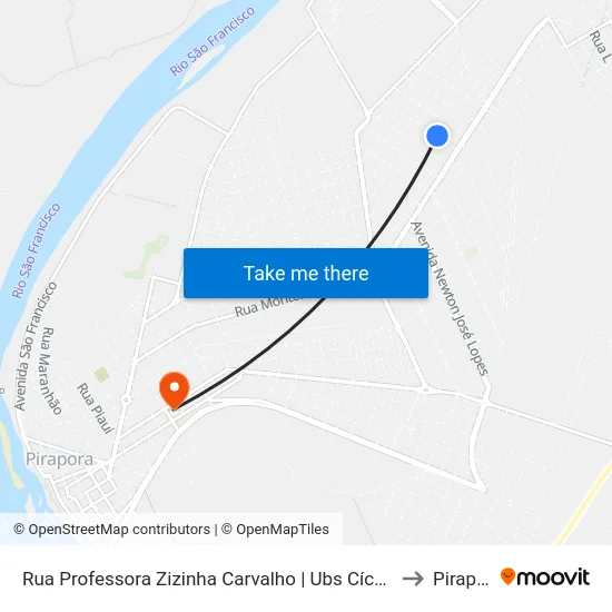 Rua Professora Zizinha Carvalho | Ubs Cícero Passos to Pirapora map