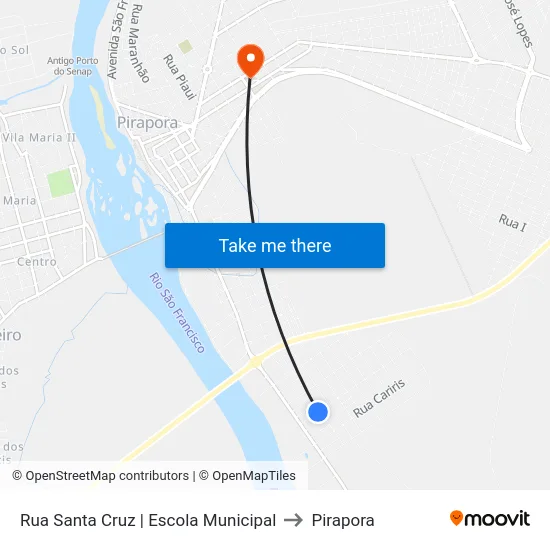 Rua Santa Cruz | Escola Municipal to Pirapora map