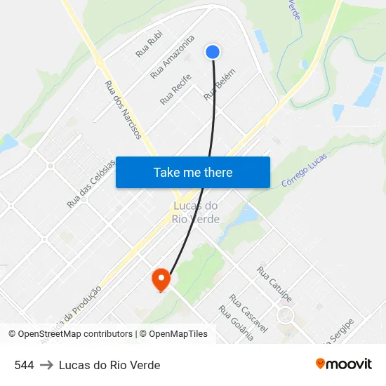 544 to Lucas do Rio Verde map